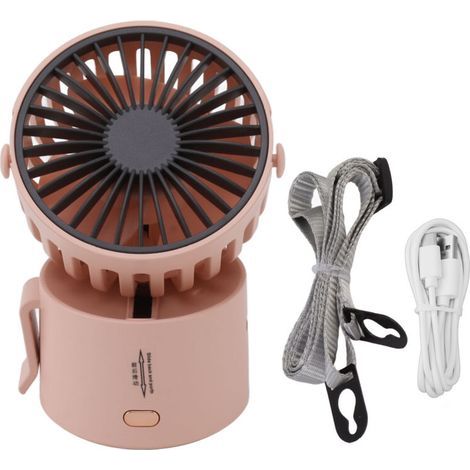 Ventilateur portable à pince pour la taille, à porter autour du cou ou de la taille, avec cordon rose (1/5)