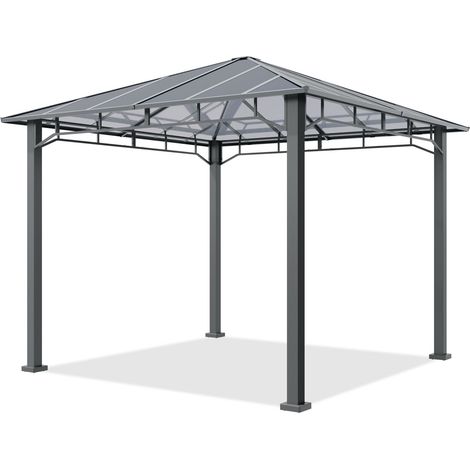 TOOLPORT Cenador de jardín 3x3 m, marco de aluminio, techo Policarbonato aprox. 8 mm (1/5)