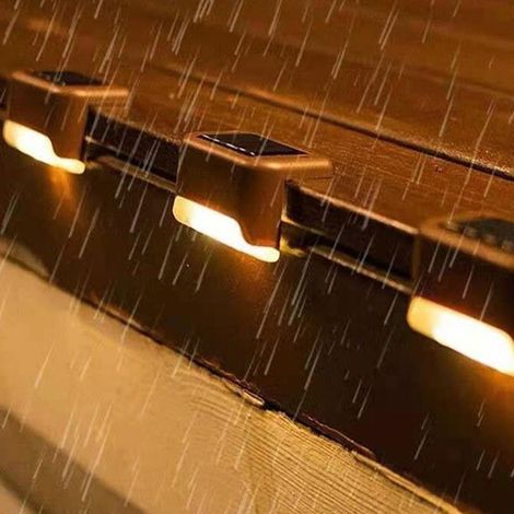 Set of 4 waterproof LED solar outdoor lights for yard decoration, wall fence, stair railing, energy saving, durable, ideal for home, garden, driveway (1/5)