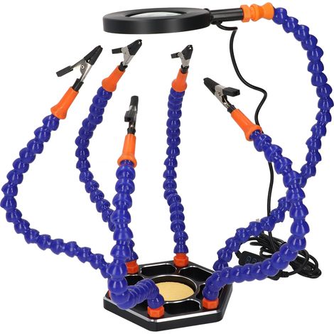 Station de soudage multifonctionnelle avec 6 bras flexibles et loupe 3X (1/5)