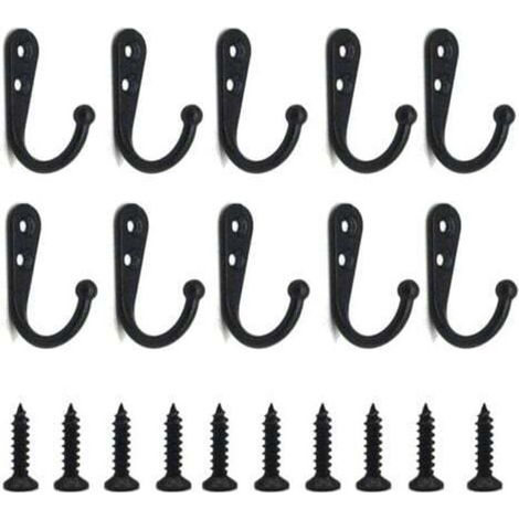 Crochets muraux noirs Lot de 20 avec vis – Idéal pour clés, serviettes, peignoirs et pochettes – Gain d’espace optimal (1/5)