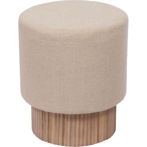 Amadeus - Tabouret en teck et tissu camel H50 cm (1/3)