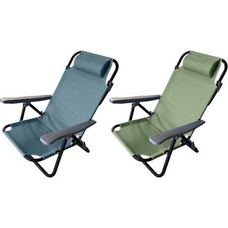 Sedia a sdraio richiudibile con cuscino e 7 posizioni per relax da mare spiaggia giardino piscina - colorigenerali: VERDE (1/4)