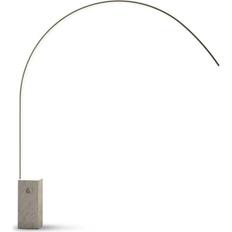 Piantana moderna top light very 1239 b1ld led cct dimmerabile 3 step metallo marmo, finitura metallo nero (1/5)