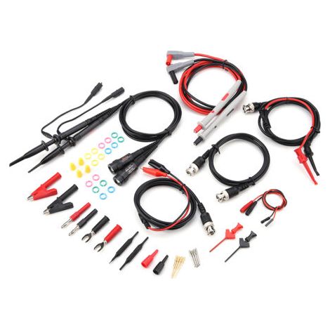 QORVA- Fils de Test de multimètre d'oscilloscope P1260D avec pinces Crocodile, jeu d'embouts de sonde remplaables