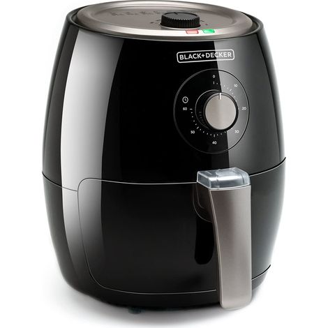 BLACK+DECKER BXAF2500E - Friggitrice ad aria. Senza olio. -99% di grassi. Frigge, arrostisce, cuoce e riscalda. 2.5L. 1500W. Timer 30min. 80ºC-200ºC. Antiaderente. Nero (1/5)