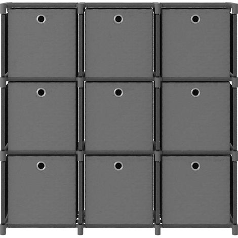 Maison Exclusive - Mobile con 9 Scatole a Cubo Grigio 103x30x107,5 cm in Tessuto (1/5)