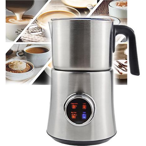 900ml Multifunctional Stainless Steel Coffee Machine, 500W Electric Milk Frother with LED Display, Dual Hot/Cold Function/4 Preset Modes/5-Minute Heating/Overheat Shut-off (1/5)