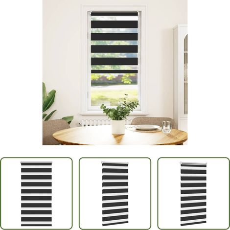vidaXL Stoffrollo - Zebra-Rollo 80,9 x 150 cm, Stoffbreite 76,7 cm, schwarz (1/5)