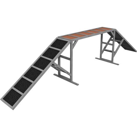 Graue, rutschfeste Hunde-Agility-Rampe 335x55x60cm