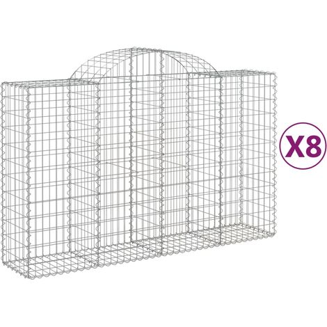 Maison Exclusive - Paniers à gabions arqués 8 pcs 200x50x120/140 cm Fer galvanisé