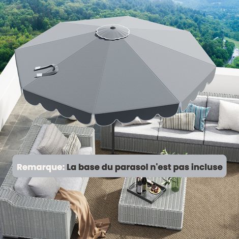 Parasol de Patio 3M Parasol de Marché avec Manivelle Réglage de l'Inclinaison Volants Dessus Ventilé 8 Baleines Parasol Double Gris (1/3)
