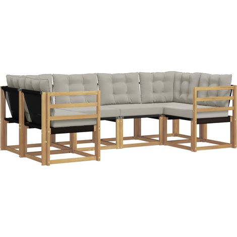 Outdoor Sofa Set with Cushion 6 pcs White and Light Grey vidaXL