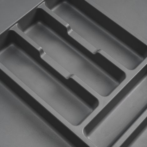 Emuca - Organizzatore di posate, organizzatore cassetto cucina, vaschetta portaposate, 8 scomparti, modulo 70 cm, plastica, Grigio Antracite (1/5)
