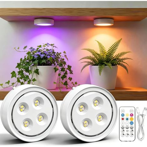 CCYKXALot de 2 Lampes de Croissance Rechargeables, Magnétiques avec Télécommande Minuterie 0,5–3 h,4 Couleurs,3 Modes de Croissance et Variation Continue (1/5)