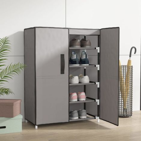 Vidaxl – Armoire à chaussures gris 60x28x90 cm – Tissu non tissé – 5 niveaux – Structure en acier pour stabilité – Rangement optimisé