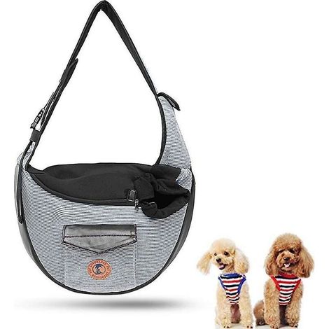Pet Bag, Sac de Transport pour Chats et Chiens, avec Sac à Bandoulière, Transport Mains Libres, Gris 28x36cm