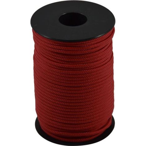 Corde - Tulle - Ruban - Corderie Italienne - 2,0 mm x 100 m - Rouge