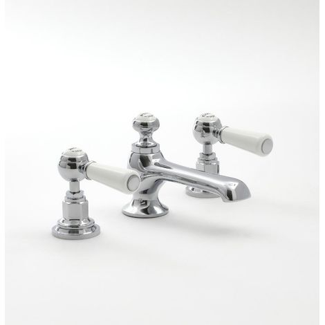 Mélangeur pour Lavabo Rétro – Chromé & Blanc – Commandes Leviers - Elizabeth (1/5)