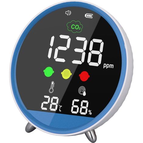 Détecteur de CO2 de bureau 400‑5000 ppm Testeur de CO2 intérieur haute précision avec affichage de la température et de l'humidité Échantillonnage en 1,5 s (1/5)