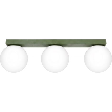 Plafonniers Yoli acier/verre vert olive 3xG9 50cm Sollux (1/5)