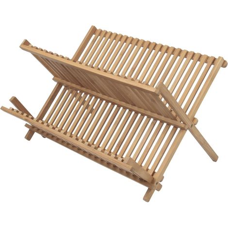 1 Egouttoir Bambou, Pliable 42x35x3.5cm, Pour 32 Couverts, Cuisine