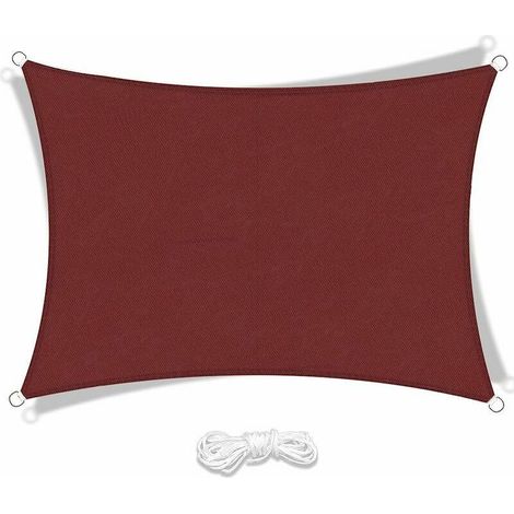Voile d'ombrage Rectangulaire Polyester Toile d'ombrage Imperméable Anti UV pour Terrasse Camping Extérieur Jardin (2 x 3 m Rouge foncé) (1/5)