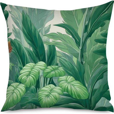 Housse de Housse Coussin Botanique Vert, Décoration Intérieure (1/5)