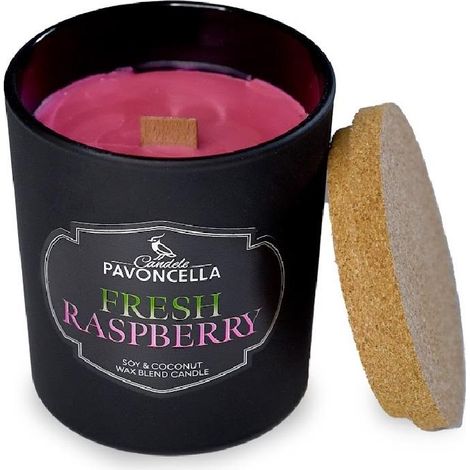 Vela de soja con aroma a frambuesa fresca, color negro, 135 g.