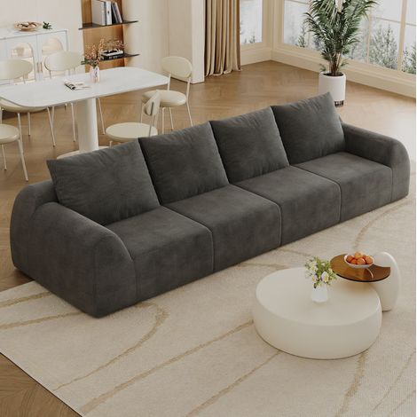 Divano modulare grigio scuro in tessuto chenille con imbottitura in schiuma (1/5)