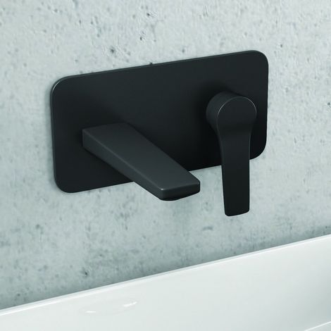 Miscelatore lavabo a muro finitura nera Nico-260L kamalu