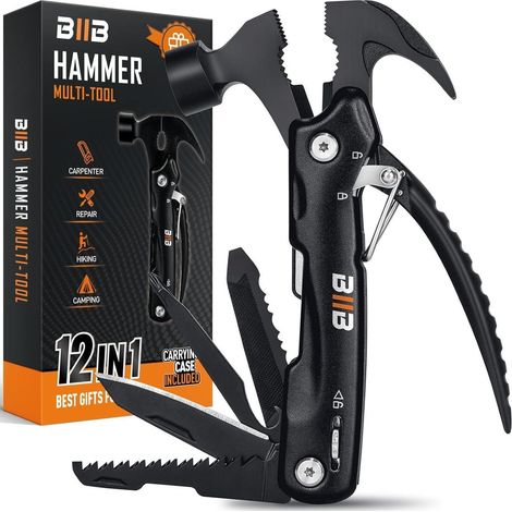Multitool Hammer 12-in-1 Edelstahl mit Nylonhülle für Camping & Heimwerken (1/5)