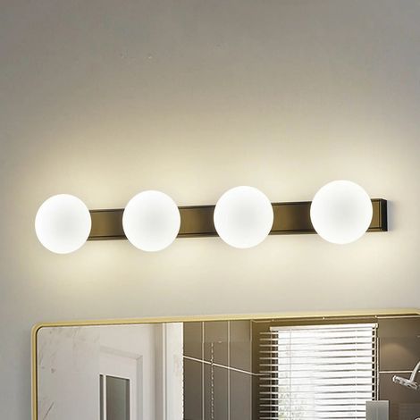 [GEBRAUCHT] B-Ware Lucande Wandlampe Badleuchte LED Glas schwarz IP44 Aluminium Myrra 60 cm (1/2)