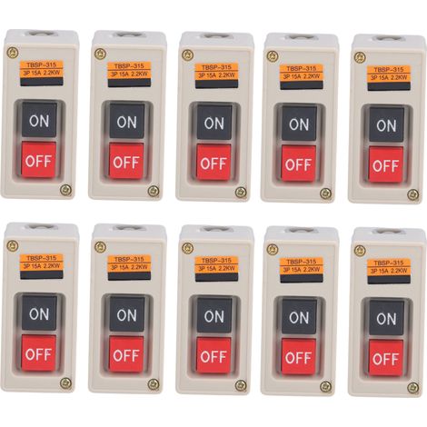 10 interrupteurs à bouton poussoir boîte de commande triphasée marche arrêt 380V 15A TBSP-315 (1/5)