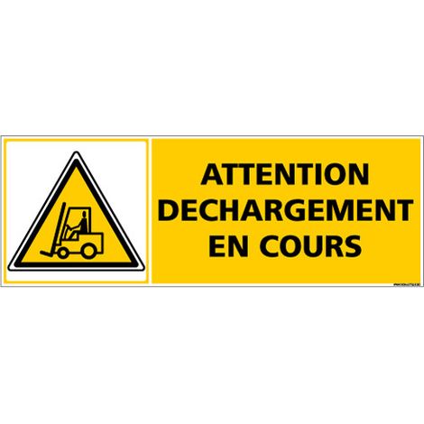 Panneau - ATTENTION DECHARGEMENT EN COURS (C1373) - Aluminium 2 mm - 980 x 350 mm