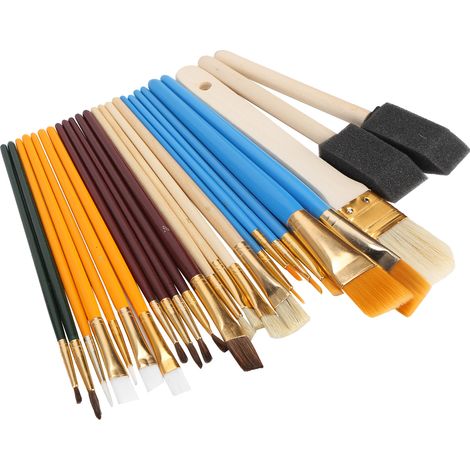 Kit de 25 Pinceaux Artistiques pour Peinture Acrylique, Huile et Aquarelle - Manches en Bois - Set Complet (1/5)