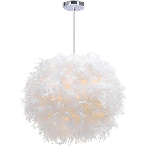 Lustre Suspension Ø 30cm Lustre Plume Blanche Suspension Luminaire pour Chambre (1/5)