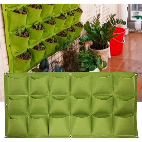 Jardinière murale suspendue verticale à 18 poches pour plantes d'extérieur (1/5)