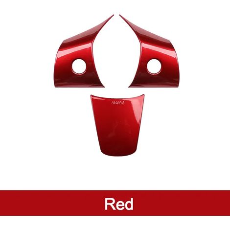 (ROUGE) Compatible avec les modèles Tesla Model 3 et Model Y : garniture de volant, autocollants intérieurs automobiles, patchs décoratifs en fibre de carbone ABS. (1/5)
