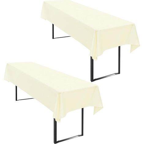 2er Set Bierzeltgarnitur Tischdecke 110x260cm Beige, Polyester, fleckenabweisend