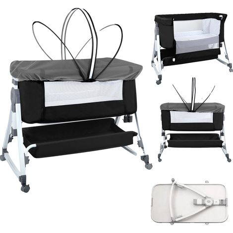 Lit de bébé, portable, hauteur réglable, noir (1/2)