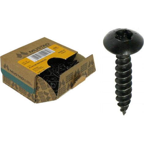 MUSTAD schwarze Holzschrauben 5,5 x 30 mm, Packung mit 200 Stück