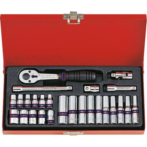 Coffret de 26 douilles 6 pans 1/4" (4-13 mm) avec accessoires - KY2526MR