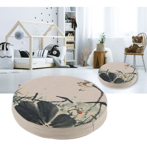 Coussin de genoux confortable et épais, amovible et lavable, en coton et lin de style chinois, résistant aux taches et facile à entretenir. (1/5)