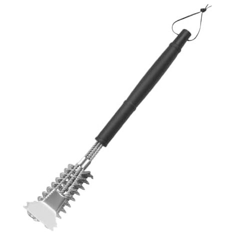 Brosse professionnelle pour barbecue, avec manche réglable de 18 pouces, racloir en acier inoxydable, ouvre-bouteille, outil de nettoyage en profondeur pour barbecues au gaz et au charbon (1/5)