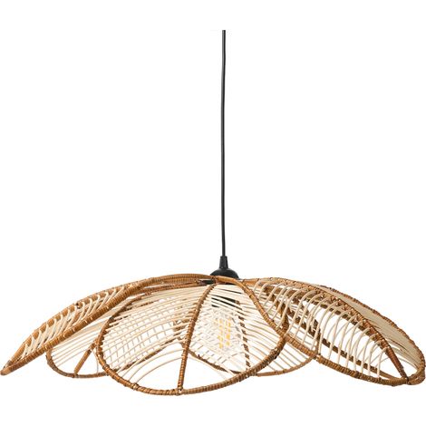 Lámpara colgante pantalla de ratán estilo boho tejida a mano en forma de flor iluminación natural Nigua