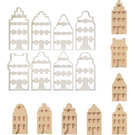 Ensemble de 8 emporte-pièces à biscuits - Maisons, canaux, architectures - Emporte-pièces en bio-plastique fabriqués en Allemagne - Incl. recette (1/5)