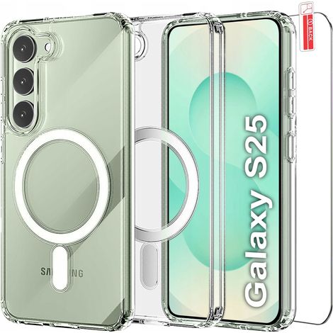 Funda para Samsung Galaxy S25 REFORZADA para MAGSAFE, TRANSPARENTE + Cristal 9H (1/5)
