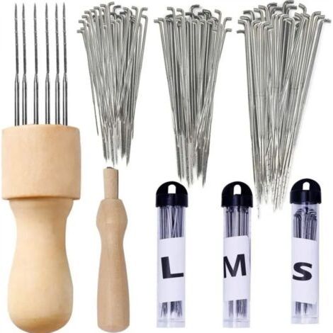 Kit d'outils de tamponnage en feutrine de laine, boîte de rangement en feutrine faite main, épingles de positionnement, repose-doigts, ensemble de huit épingles en bois massif (1/4)