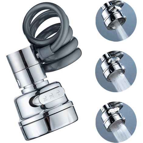 Aérateur de Robinet, 360° Pivotant Embout Robinet Cuisine avec 3 Modes Douchette Mousseur Robinet Economie Eau, Adaptateur Economiseur D'eau Pour Robinet Salle De Bain lavabo
